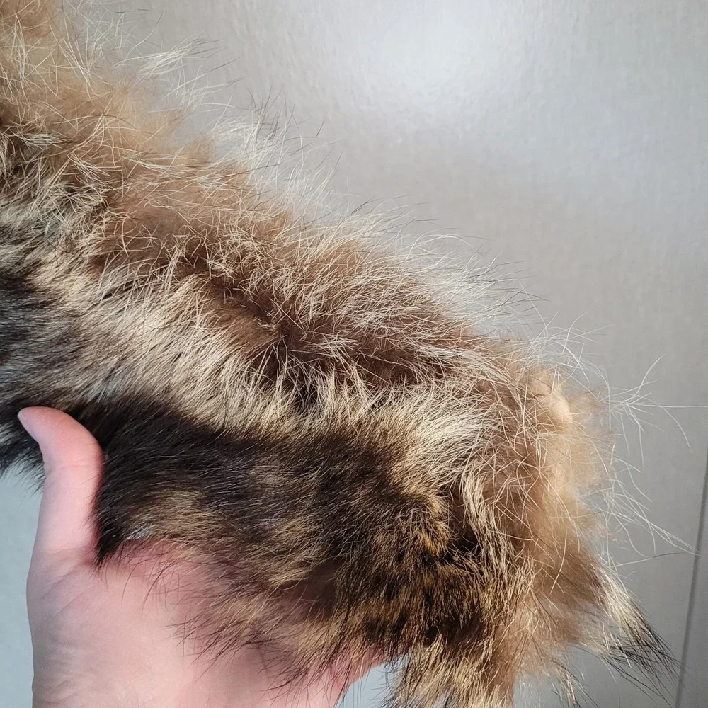 Vintage Genuine Fox Fur Collar Stole Silky‎ Soft Warm Brown Quilted 32